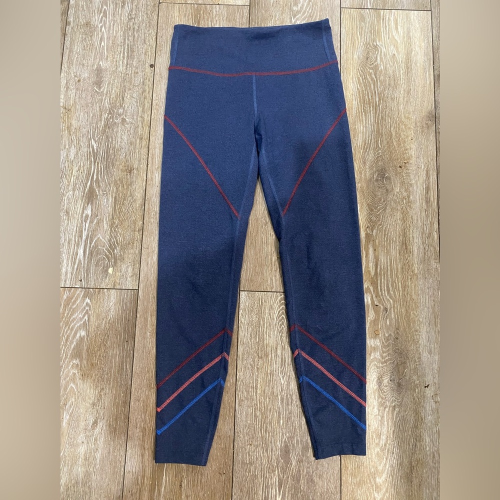 Marine Layer Performance Leggings XS Navy Red Stripe Contrast Stitching